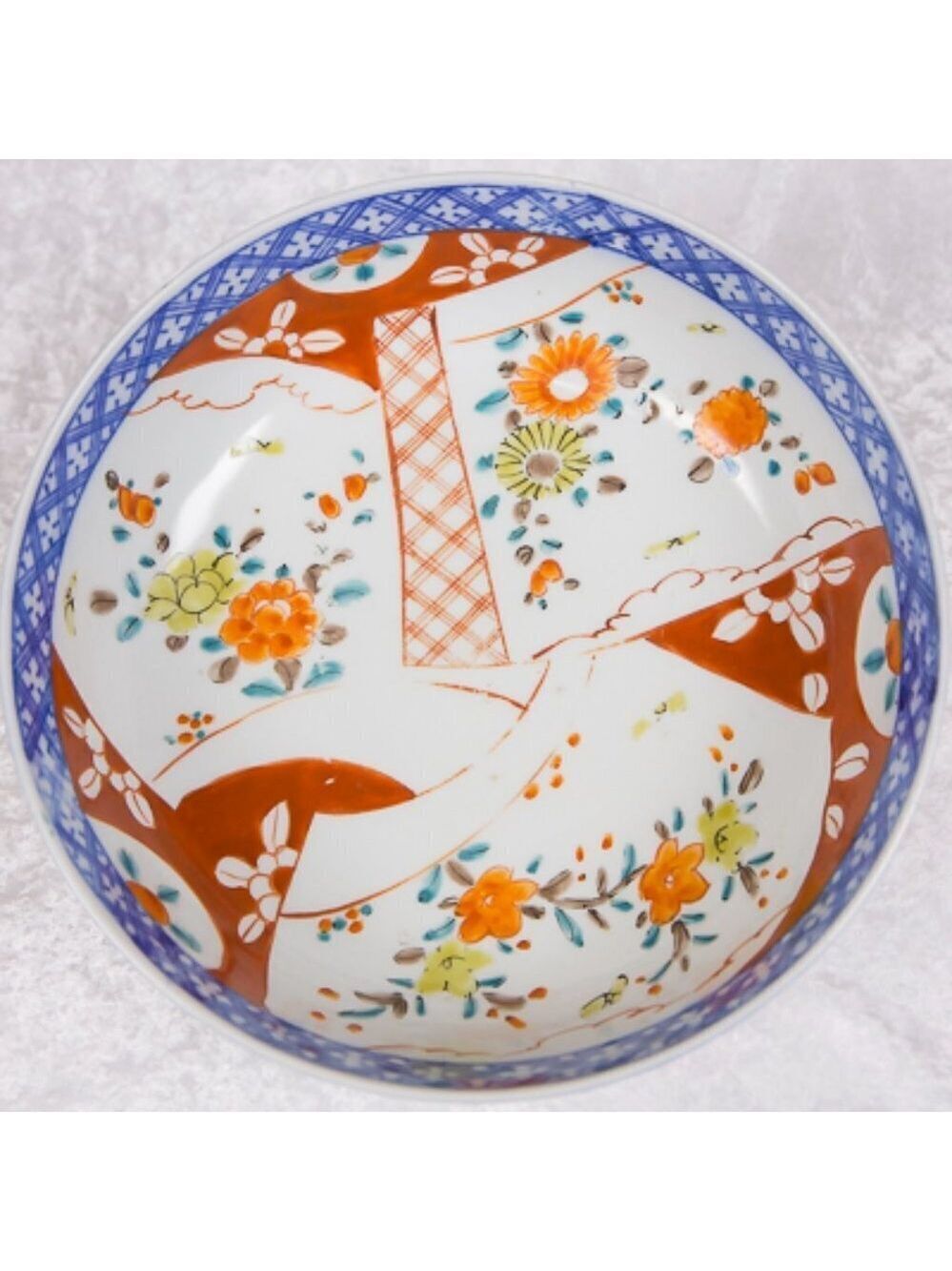 Antique Japanese Meiji Period Porcelain Bowl with Imari Pattern Design